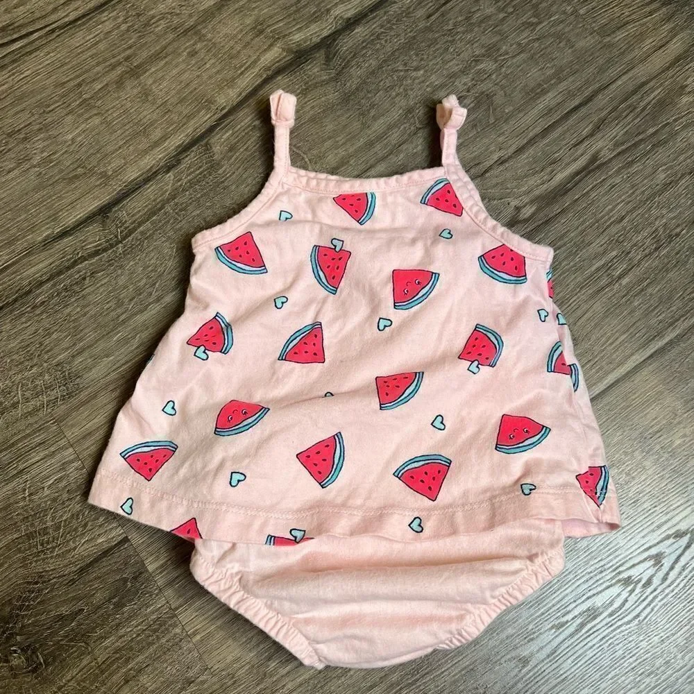 CARTER'S Baby Girls Cotton Watermelon Sunsuit 9 months
